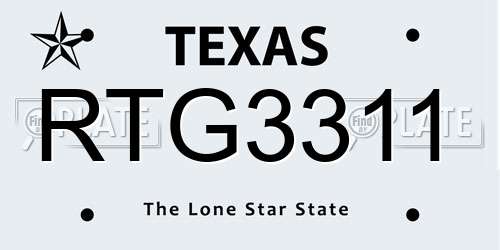 RTG3311 Texas License Plate