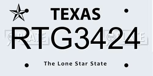 RTG3424 Texas License Plate