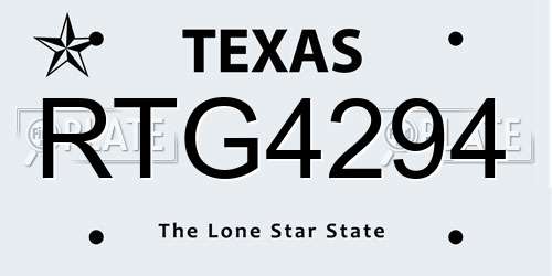 RTG4294 Texas License Plate