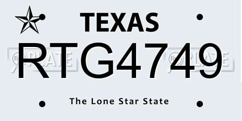 RTG4749 Texas License Plate