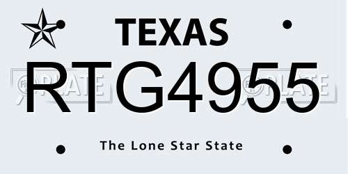 RTG4955 Texas License Plate