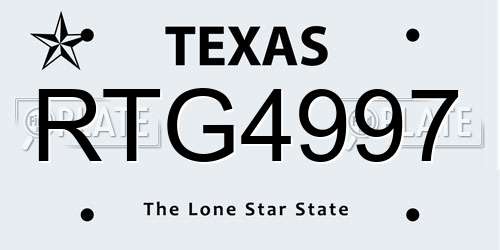 RTG4997 Texas License Plate