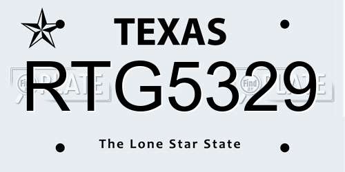 RTG5329 Texas License Plate