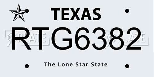 RTG6382 Texas License Plate