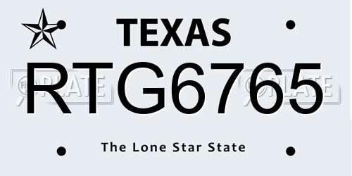 RTG6765 Texas License Plate