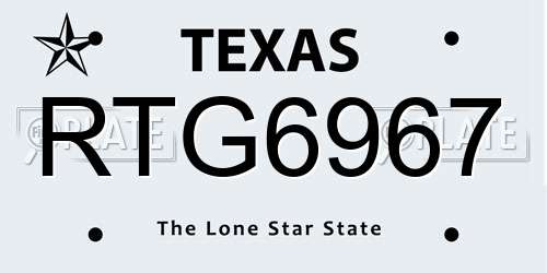 RTG6967 Texas License Plate