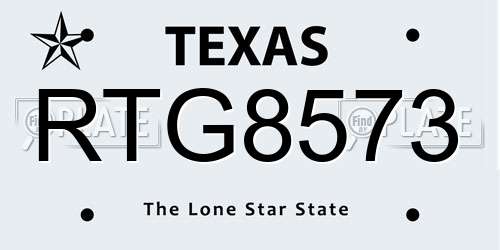 RTG8573 Texas License Plate
