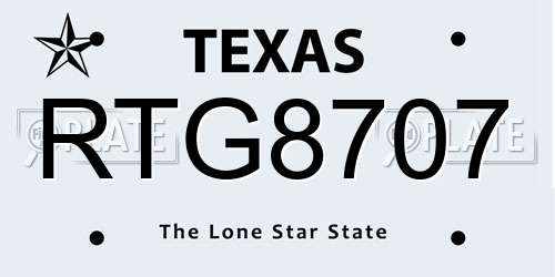 RTG8707 Texas License Plate