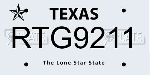 RTG9211 Texas License Plate