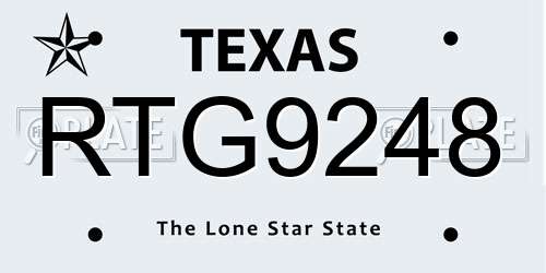 RTG9248 Texas License Plate