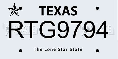RTG9794 Texas License Plate