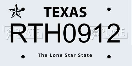 RTH0912 Texas License Plate