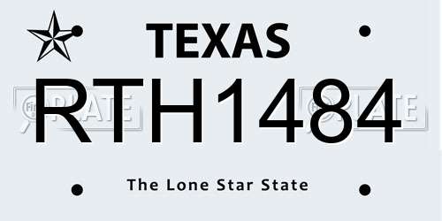 RTH1484 Texas License Plate