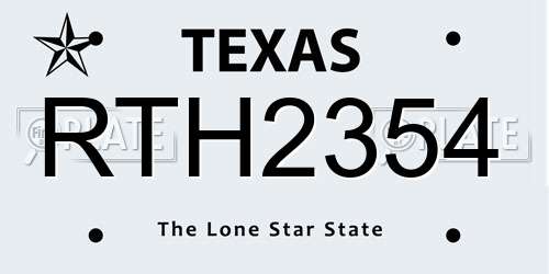 RTH2354 Texas License Plate