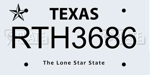 RTH3686 Texas License Plate
