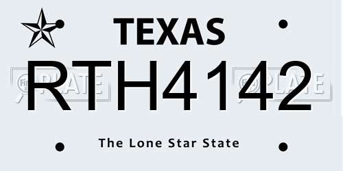 RTH4142 Texas License Plate