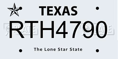 RTH4790 Texas License Plate