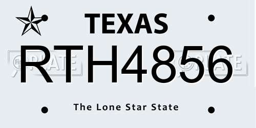 RTH4856 Texas License Plate