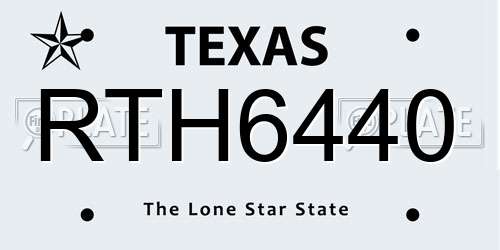 RTH6440 Texas License Plate