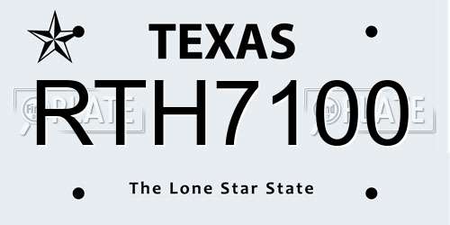 RTH7100 Texas License Plate