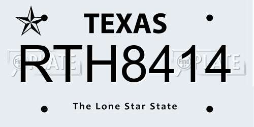 RTH8414 Texas License Plate