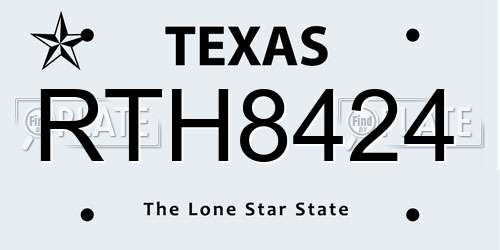 RTH8424 Texas License Plate
