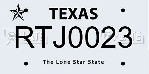 RTJ0023 Texas License Plate