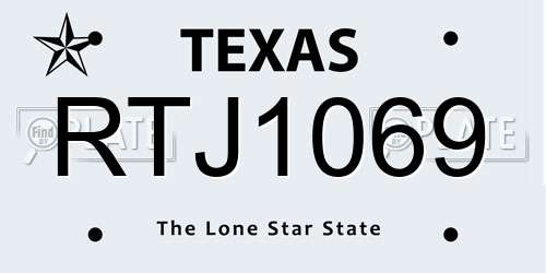 RTJ1069 Texas License Plate