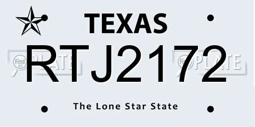 RTJ2172 Texas License Plate