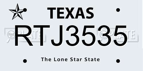 RTJ3535 Texas License Plate