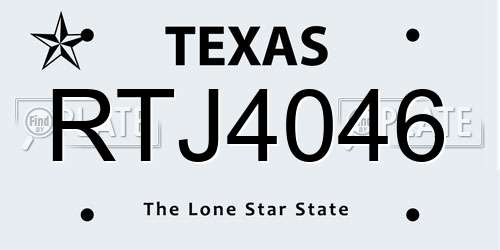 RTJ4046 Texas License Plate