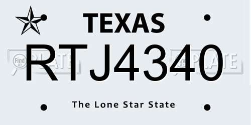 RTJ4340 Texas License Plate