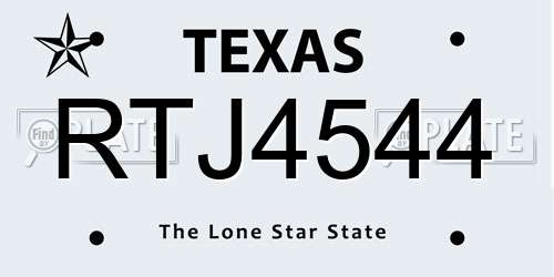 RTJ4544 Texas License Plate