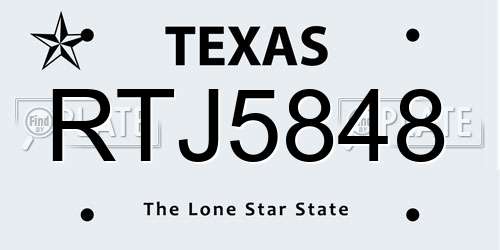 RTJ5848 Texas License Plate
