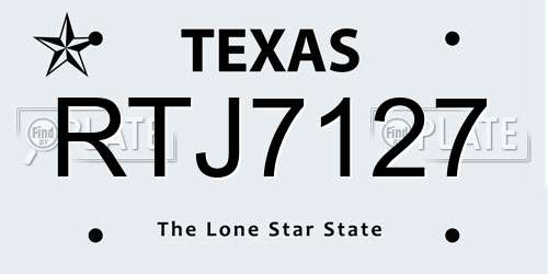 RTJ7127 Texas License Plate