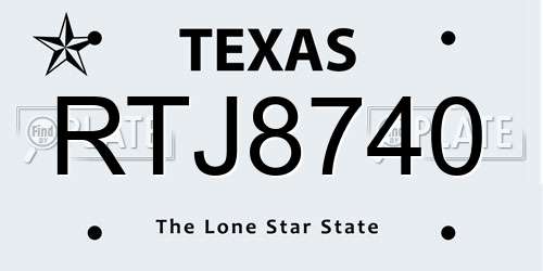 RTJ8740 Texas License Plate