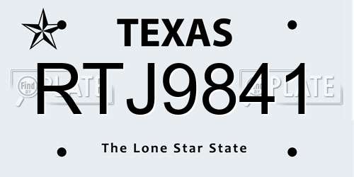 RTJ9841 Texas License Plate