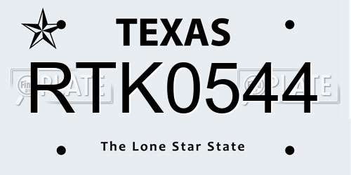 RTK0544 Texas License Plate