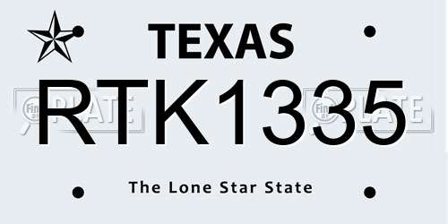 RTK1335 Texas License Plate