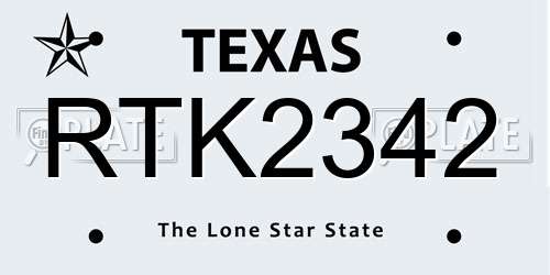 RTK2342 Texas License Plate