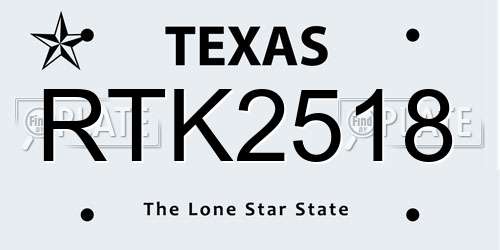 RTK2518 Texas License Plate