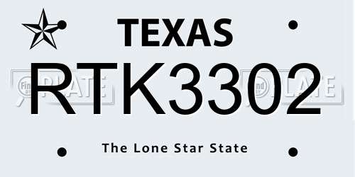 RTK3302 Texas License Plate
