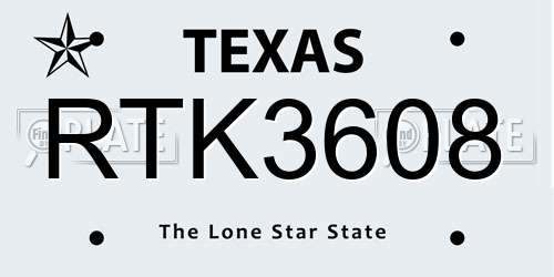 RTK3608 Texas License Plate