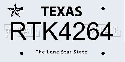 RTK4264 Texas License Plate