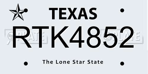 RTK4852 Texas License Plate