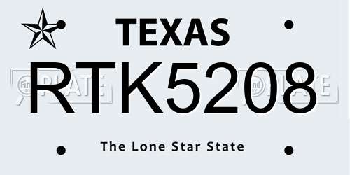 RTK5208 Texas License Plate