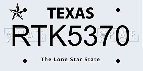 RTK5370 Texas License Plate