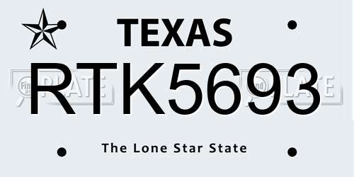 RTK5693 Texas License Plate