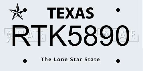 RTK5890 Texas License Plate