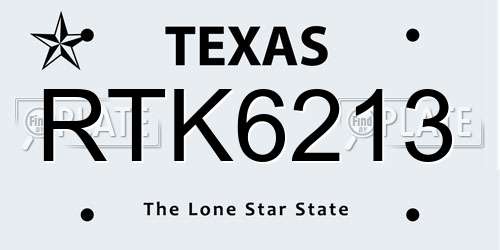 RTK6213 Texas License Plate